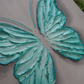 Tiffany Blue Elegant Open Wing Butterfly on Gray Canvas
