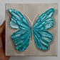 Ocean Open Wing Butterfly on Distressed Gray Canvas