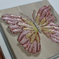 Rose Gold Open Wing Butterfly on Distressed Gray Canvas